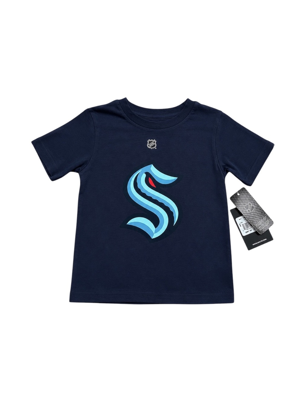 NHL Youth Navy Short Sleeve Tee with Aqua Logo 4T
